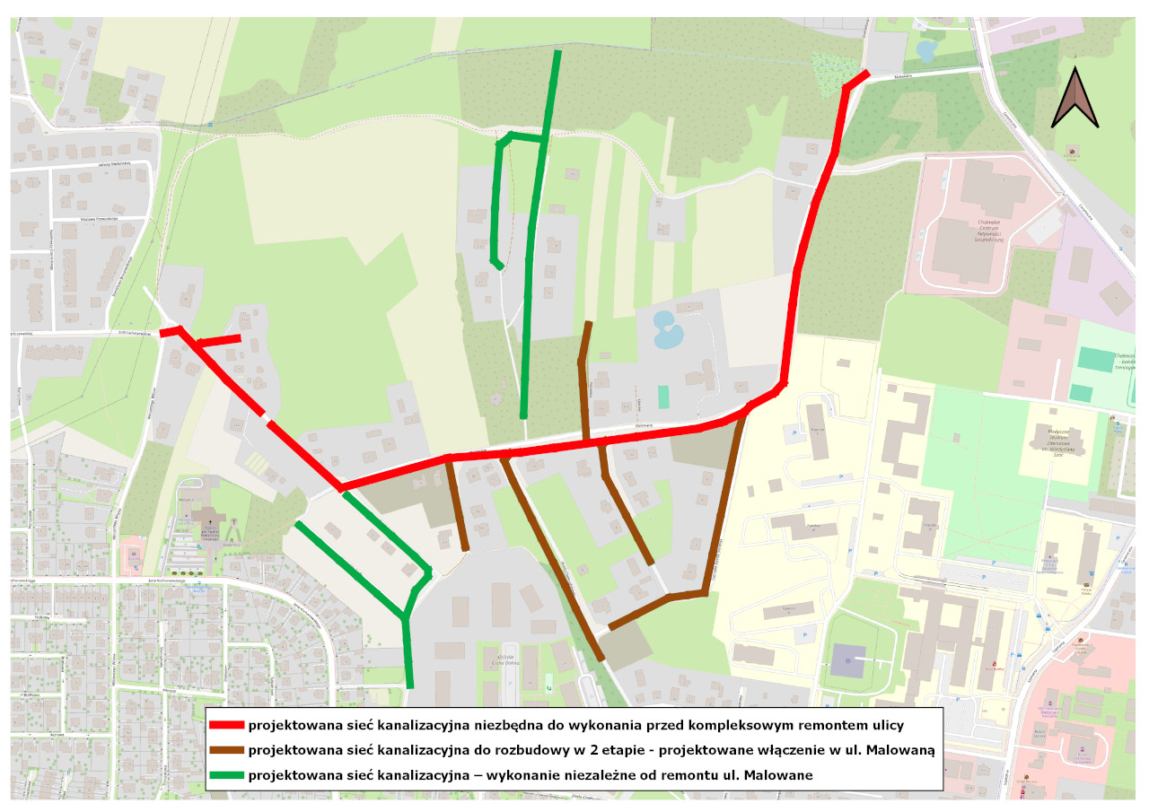 siec kanalizacyjna malowane